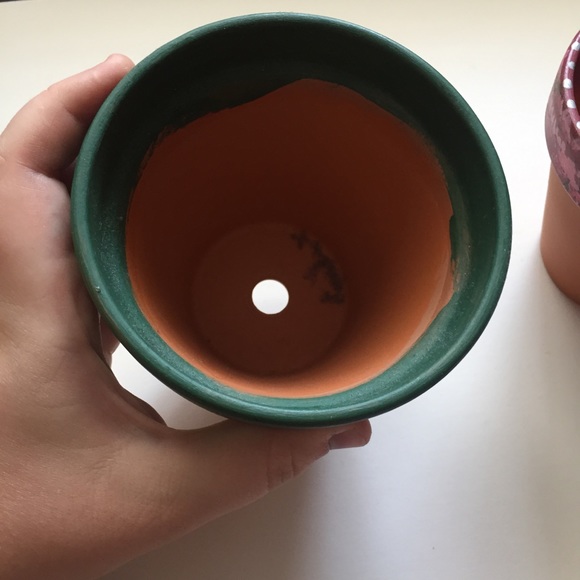 ❤️Two hand decorated terracotta plant pots cherry dot art - Picture 3 of 6